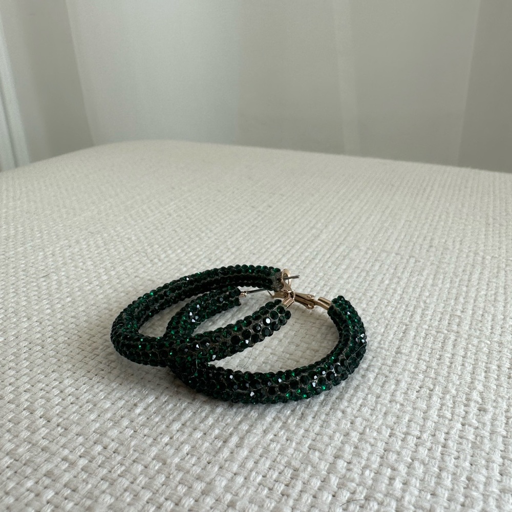 Elegant Green Hoop Earrings